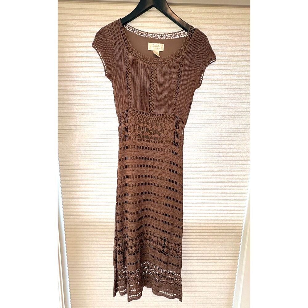Vintage Kroshetta by Papillon Brown Midi Dress Size Small
